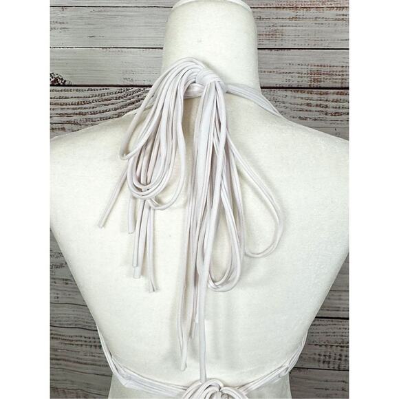 Revolve Joues de Sable Strappy Seamless Halter Neck Swimsuit White Size XS - Picture 4 of 5